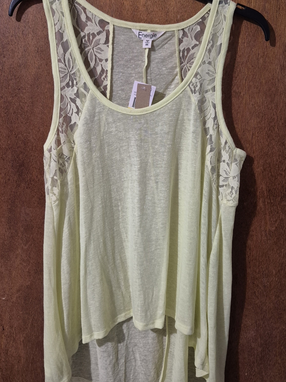 Energie Lace-Back Sleeveless Tank in Pale Yellow